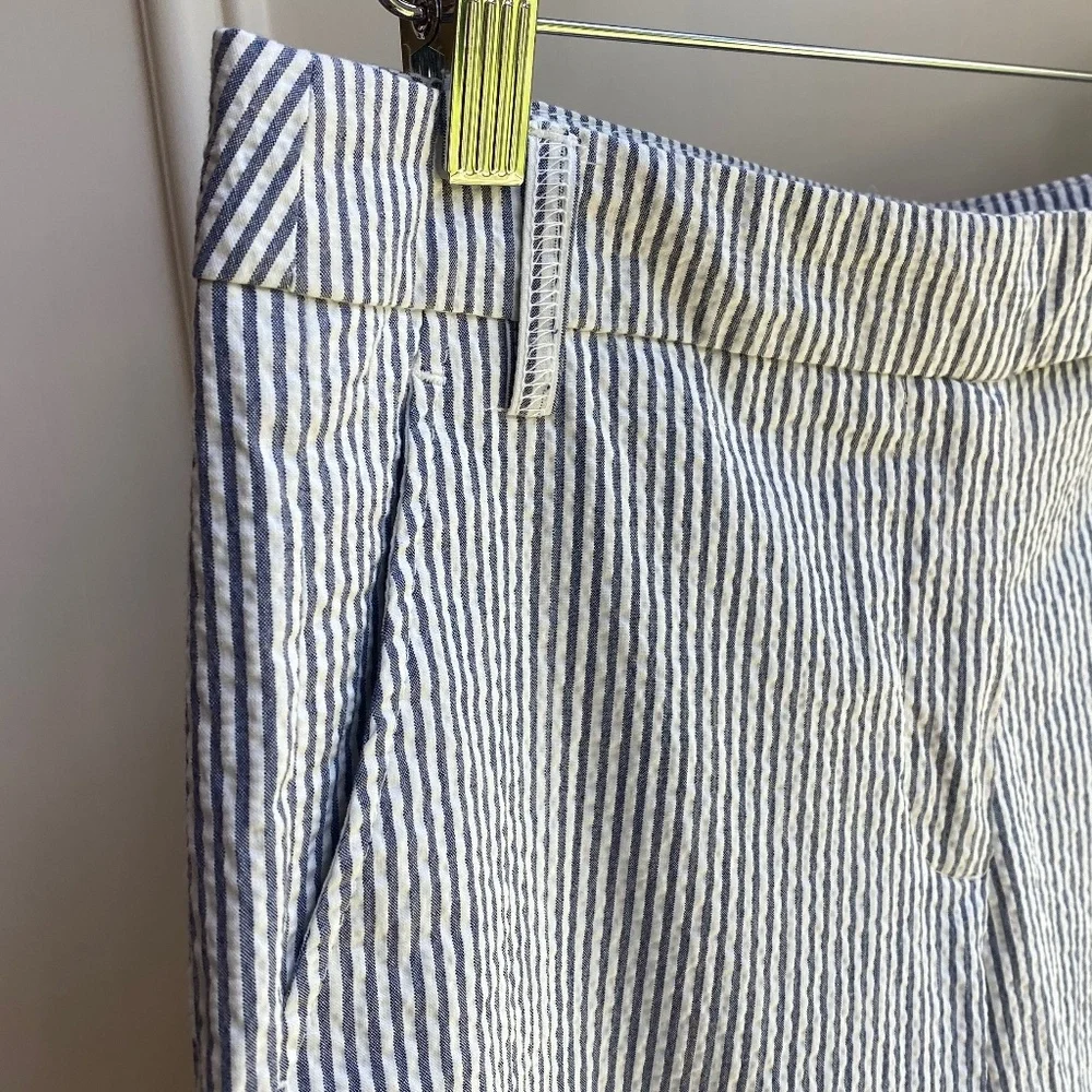 ZARA Seersucker Pinstripe Cuffed & Cropped Pants, from London, Sz SM - Picture 3 of 14
